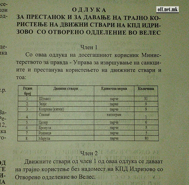 Објавено во Службен весник: