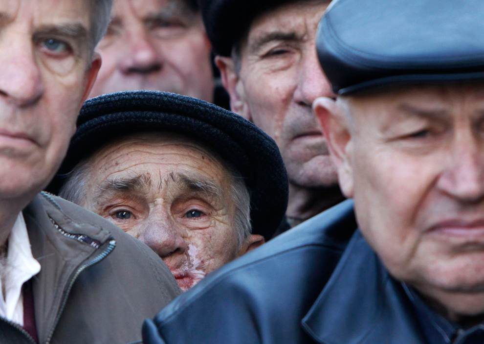 Протест против иницијативата на украинската влада за укинување на социјалната помош за "ликвидаторите," работниците кои се бореа со пожарот во Чернобил по несреќата.
