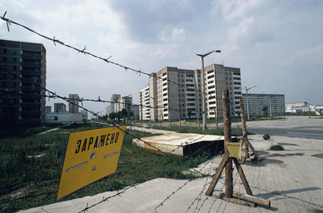 Ограда на улица во градот Припјат, 1986 година